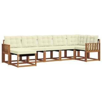 vidaXL Conjunto De Sof&aacute;s De Exterior Con Coj&iacute;n 7 Pcs Natural Y Crema Vidaxl