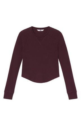 Lunya Waffle Soft Crewneck Top in Vintage Merlot at Nordstrom, Size Small