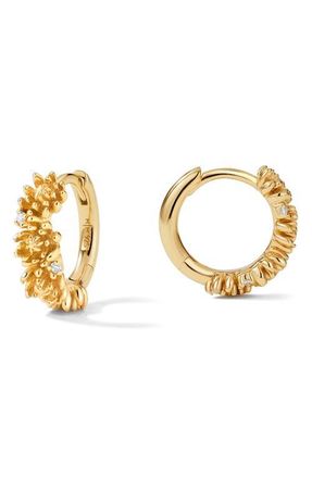Made by Mary Cubic Zirconia Birthstone Flower Huggie Hoop Earrings in Gold November at Nordstrom