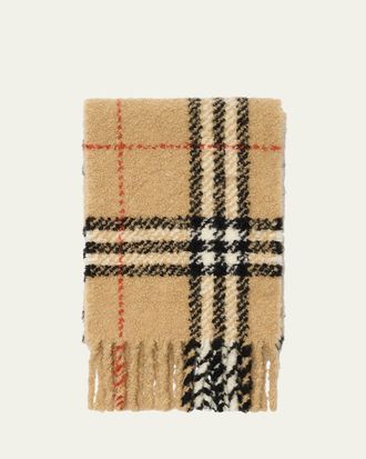 Burberry Check Alpaca Wool Blend Boucl&eacute; Scarf