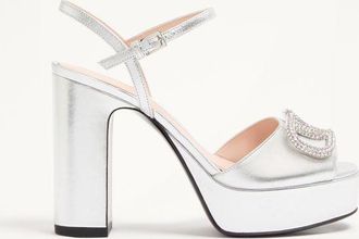 Valentino Garavani VLogo Signature Platform Sandal In Laminated Nappa Leather 115mm Wo