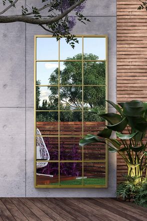 MirrorOutlet Gold Modern Window Garden Wall Mirror 69 X 33 (174CM X 85CM) | Size: 1 Pack