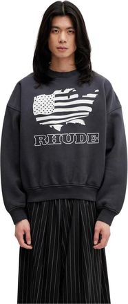 Rhude Banner Crewneck - Heren - Sweatshirts - Zwart - L - Katoen - Hoodies & sweatvesten