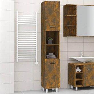 vidaXL Armario De Ba&ntilde;o Madera Contrachapada Roble Ahumado 30x30x179 Cm Vidaxl
