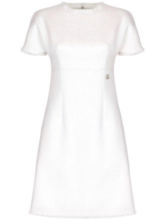 Dolce & Gabbana Abito corto DNA bouclé con applicazione logo - Bianco
