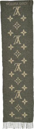 Louis Vuitton Louis Vuitton Monogram sjaal met franjes in grijs kasjmier