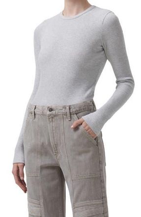 A Gold E Alma Shrunken Long Sleeve Top in Brushed Grey Heather at Nordstrom Rack, Size X-Large