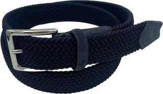 Paolo Vitale Gevlochten Elastische Riem - Heren - Riemen - Blauw - 100 CM - Leer - Accessoires