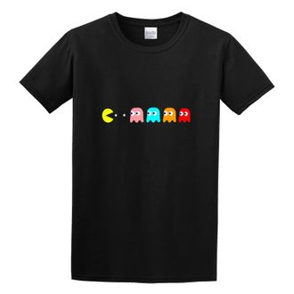 Mohai Mens Retro Gaming C64 Pacman Ghosts Atari Video Games Cool 80s Print T Shirt XXL Black