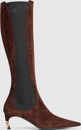 Gucci Womens Castello Boot, Brown, Suede