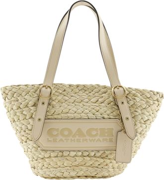 Coach Beige Straw Leather Tote Bag (Pre-Owned)