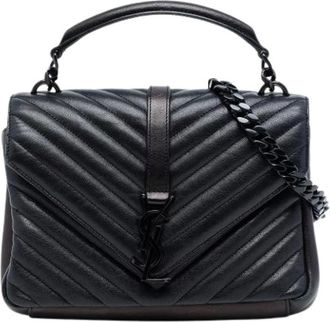 Saint Laurent Pre-owned Handbags, female, Black, Size: ONE SIZE Pre-owned The College satchel