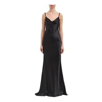 Elisabetta Franchi Abito Red Carpet in raso - Dames - Avondkleed - Zwart - S - Satijn - Kleedjes