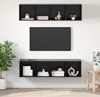 vidaXL Vidaxl - Juego De Muebles De Tv 3 Pcs Roble Negro Madera Contrachapada