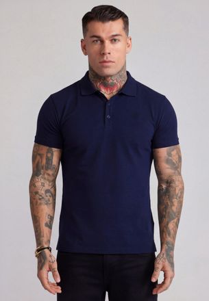 Siksilk Hombres Polo Azul Marino T-Shirt XXL