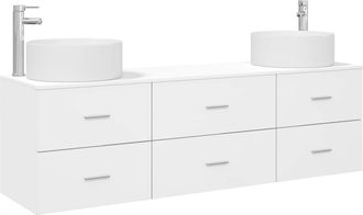 vidaXL Juego De Muebles De Ba&ntilde;o 3 Uds. Blanco 49,5 X 44,5 X 65,5 Cm Vidaxl