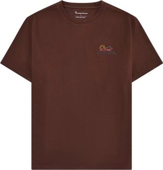 Knowledge Cotton Apparel Regenerative Organic Cotton Chest Print T-Shirt T-Shirt f&uuml;r Herren | braun