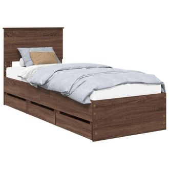 vidaXL Estructura De Cama Roble Marr&oacute;n 75 X 190 Cm Madera Ingenieril Vidaxl