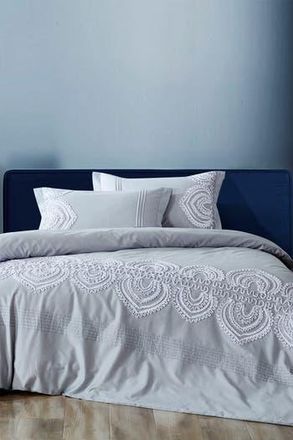 Melange Home Padma Embroidered Duvet 3-Piece Set in Grey at Nordstrom Rack, Size Full/queen