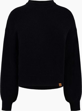 Timberland Womens Crew Neck Ribbed Collar Long Sleeve Sweater - Black - Size: 12