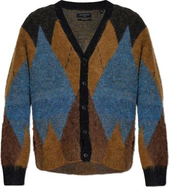 AllSaints Bernie Cardigan - Heren - Vesten - Bruin - S - Wol - Truien & Vesten