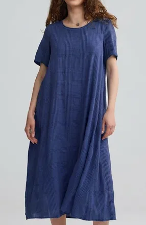 Luukaa D'Celli Calla Check-embroidered Dress in Navy at Nordstrom, Size 18