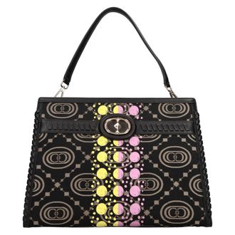 La Carrie Monogram Tas van Stof en Leer - Dames - Handtassen - Zwart - ONE Size - Leer - Tassen