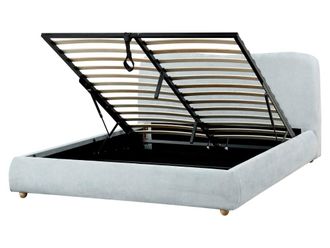 Beliani Cama matrimonial de tejido azul 160x200