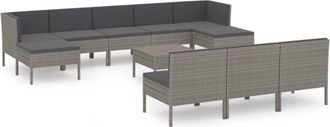 vidaXL Set De Muebles De Jard&iacute;n 11 Pzas Y Cojines Rat&aacute;n Sint&eacute;tico Gris Vidaxl