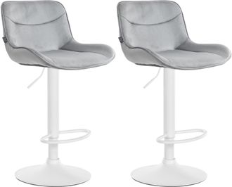 Clp Juego De 2 Taburetes De Bar Vonore En Terciopelo Gris Blanco