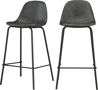 Rendez-Vous Déco Rendez-vous Déco - Set de 2 taburetes para isla de cocina de sintético gris/negro 65 cm - Henrik