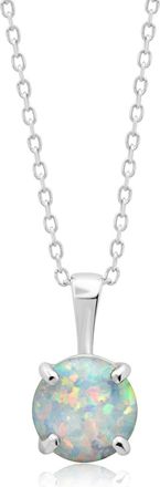 MAX + STONE 14k Yellow or White Gold 6mm Gemstone Round Pendant Necklace with 18 Inch Chain