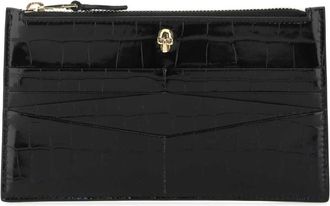 Alexander McQueen Zwarte Leren Beauty Cases Pouch - Dames - Clutches - Zwart - ONE Size - Tassen