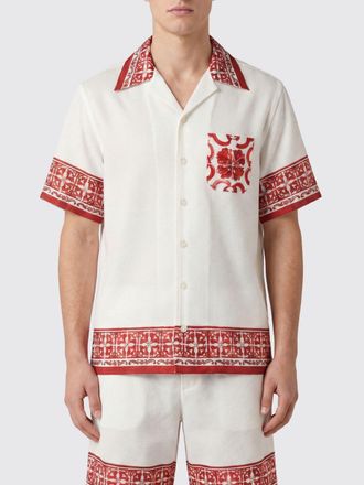 Dolce & Gabbana Camicia bowling in seta con stampa Maioliche e collo cubano