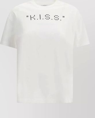Off-white cotton printed short-sleeve t-shirt