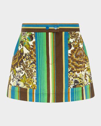 Alemais Charlie Graphic Linen Mini Skirt