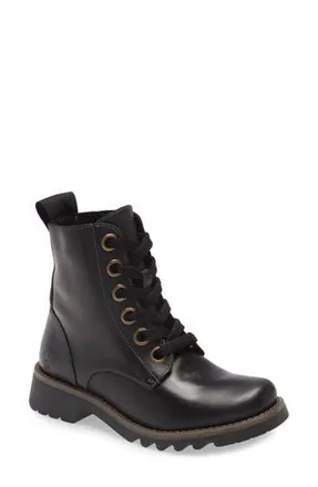 FLY London Ragi Combat Boot in 003 Black Rug at Nordstrom Rack, Size 6-6.5Us / 37Eu