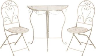 Beliani Outdoor Garden Bistro Set Metal Vintage Style Iron Frame Light Beige Folelli