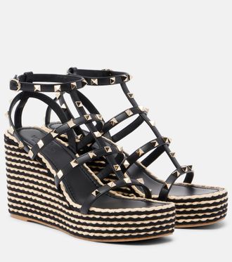Valentino Garavani Rockstud leather espadrille wedges