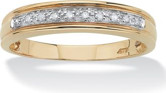 Palm Beach Jewelry Mens 1/10 TCW Round Diamond 10k Yellow Gold Anniversary Ring Wedding Band