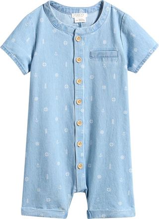 Petit Lem Seaside Chambray Romper in Light Blue at Nordstrom, Size 24M
