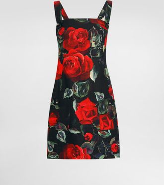 Dolce & Gabbana Short Rose-print Rush-stitch Dress - Woman Dresses Print 36