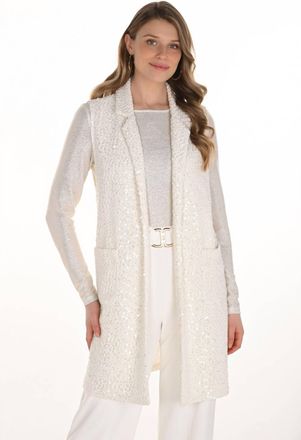 Frank Lyman Design Womens Sparkle Vest In Winter White