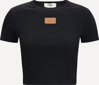 Fendi T-shirt cropped in cotone a costine Woman M