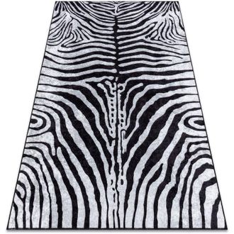 RugsX Rugsx - Alfombra Lavable Miro 51331.803 Cebra Antideslizante - Negro / Blanco Black 140x190 Cm