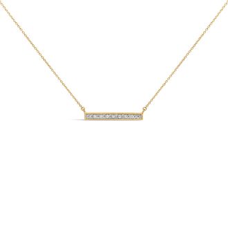 House of Brilliance Yellow Gold Plated Diamond Accent Bar Pendant Necklace