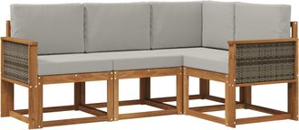 vidaXL Conjunto De Sof&aacute;s De Exterior 4 Uds. Natural Y Gris Claro Vidaxl