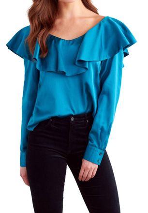 Finley Angel Top-Ruffle Shoulder In Teal