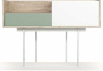 HERDASA Herdasa - Recibidor Modelo 673 Acabado Roble Combinado Con Verde Y Blanco, 84cm(alto) 122cm(ancho) 42cm(prof.)