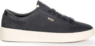HUGO BOSS Dark Blue Leather Trainers for Men